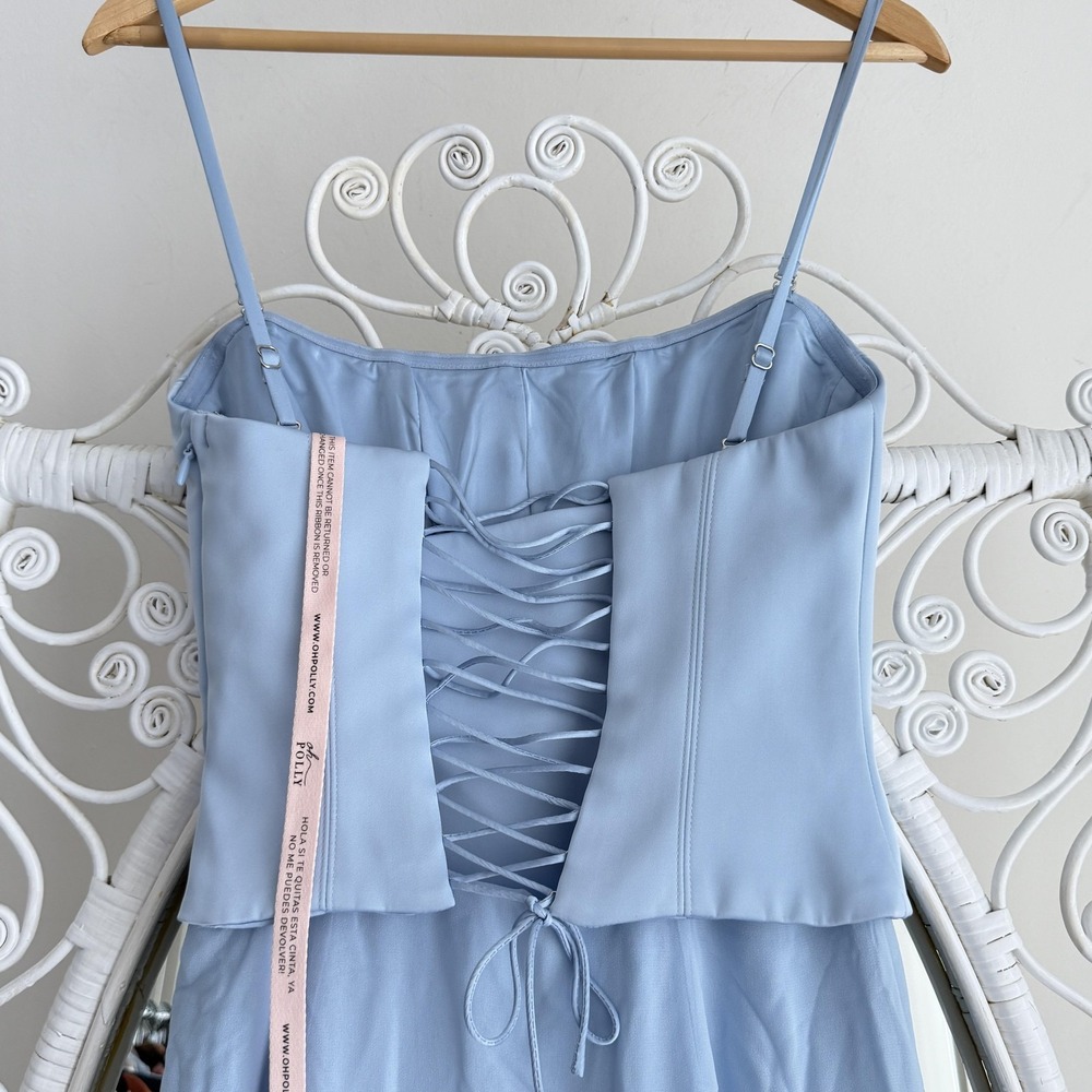 Oh Polly Dress 4 Blue Corset Mermaid Maxi Strapless Formal Evening Gown Wedding - Picture 10 of 14